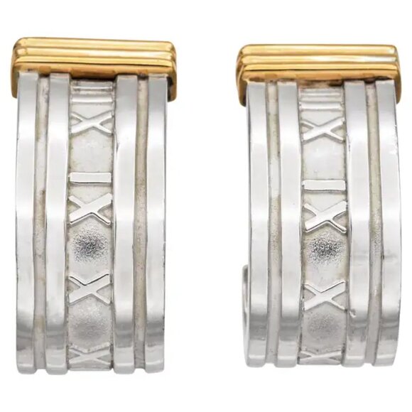 Estate Tiffany & Co. 18K Gold  TIFFANY & CO ATLAS EARRINGS 925/18K - Silver & Yellow Gold